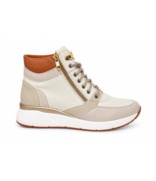 Zapatilla Alta Beige con Cremallera y Cordones Montevita Sneakvita1 105541