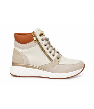 Zapatilla Alta Beige con Cremallera y Cordones Montevita Sneakvita1 105541