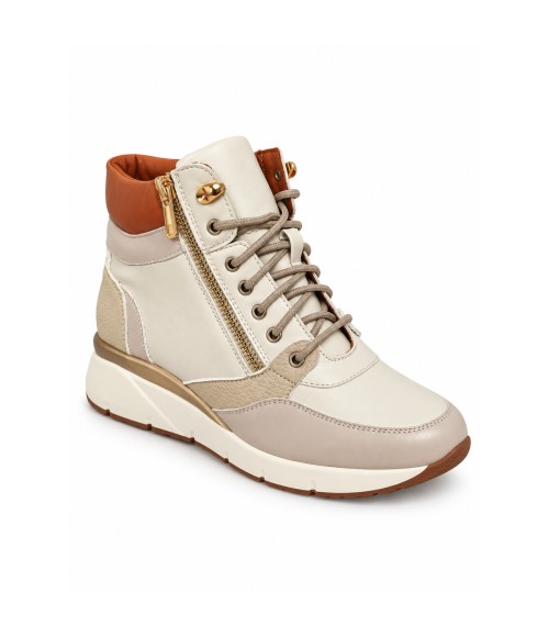 Zapatilla Alta Beige con Cremallera y Cordones Montevita Sneakvita1 105541