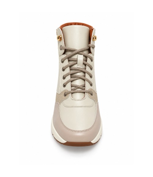 Zapatilla Alta Beige con Cremallera y Cordones Montevita Sneakvita1 105541