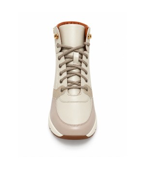 Zapatilla Alta Beige con Cremallera y Cordones Montevita Sneakvita1 105541