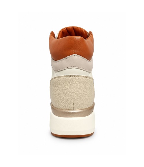 Zapatilla Alta Beige con Cremallera y Cordones Montevita Sneakvita1 105541