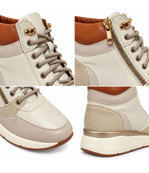 Zapatilla Alta Beige con Cremallera y Cordones Montevita Sneakvita1 105541