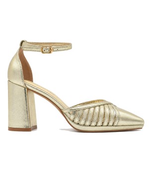 Salon Destalonado Dorado con Tacon Ancho y Pulsera Para Mujer Montevita Lumera 105542