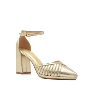 Salon Destalonado Dorado con Tacon Ancho y Pulsera Para Mujer Montevita Lumera 105542