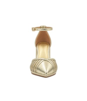 Salon Destalonado Dorado con Tacon Ancho y Pulsera Para Mujer Montevita Lumera 105542