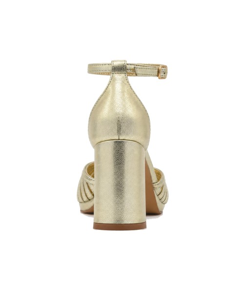 Salon Destalonado Dorado con Tacon Ancho y Pulsera Para Mujer Montevita Lumera 105542