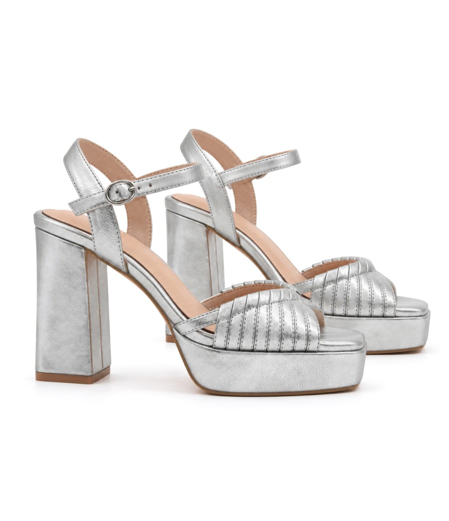Sandalia Plata de Tacon Ancho con Plataforma y Tiras Para Mujer Montevita Servedte2 105545