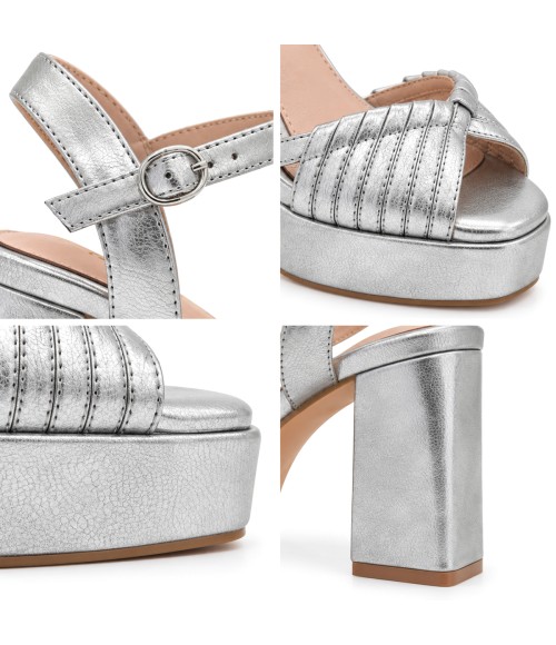 Sandalia Plata de Tacon Ancho con Plataforma y Tiras Para Mujer Montevita Servedte2 105545