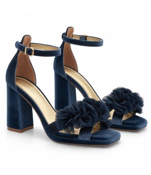 Sandalias con Plataforma en Terciopelo Azul gris Montevita Capriza 105346