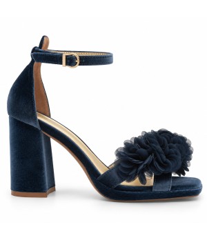 Sandalias con Plataforma en Terciopelo Azul gris Montevita Capriza 105346