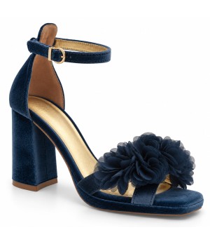 Sandalias con Plataforma en Terciopelo Azul gris Montevita Capriza 105346