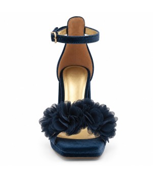 Sandalias con Plataforma en Terciopelo Azul gris Montevita Capriza 105346