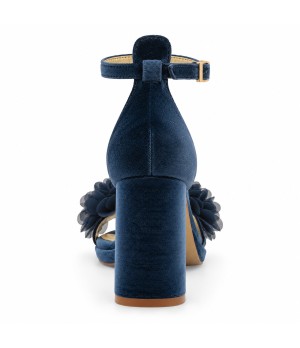Sandalias con Plataforma en Terciopelo Azul gris Montevita Capriza 105346