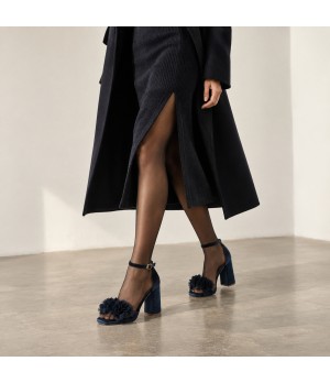 Sandalias con Plataforma en Terciopelo Azul gris Montevita Capriza 105346