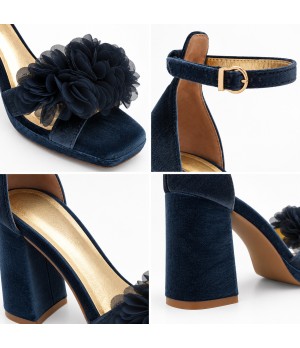 Sandalias con Plataforma en Terciopelo Azul gris Montevita Capriza 105346