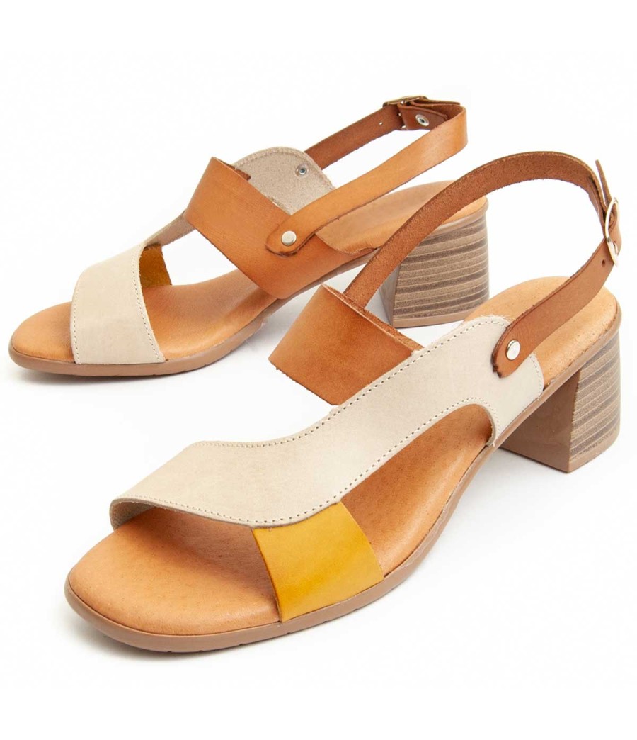 Sandalia De Piel Con Tacon Para Mujer Purapiel Purehee7 91190