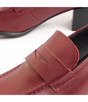 Mocasin De Piel Con Tacon Para Mujer Purapiel Moccasiah 95756