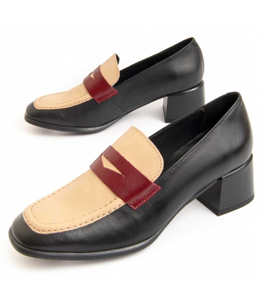 Mocasin De Piel Con Tacon Para Mujer Purapiel Moccasiahc 95757